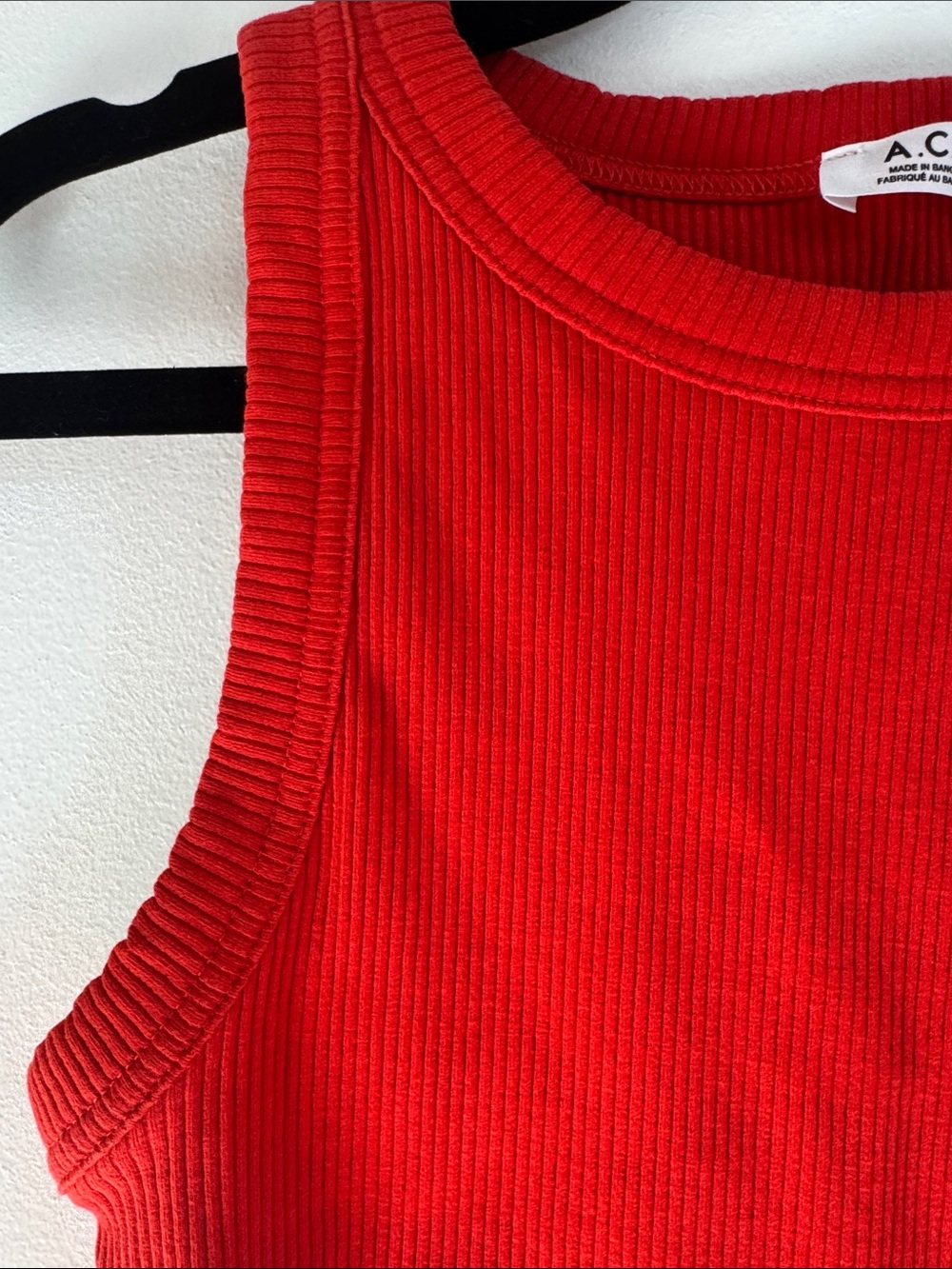 Red Ribbed Tank Top - Picture 3 of 4